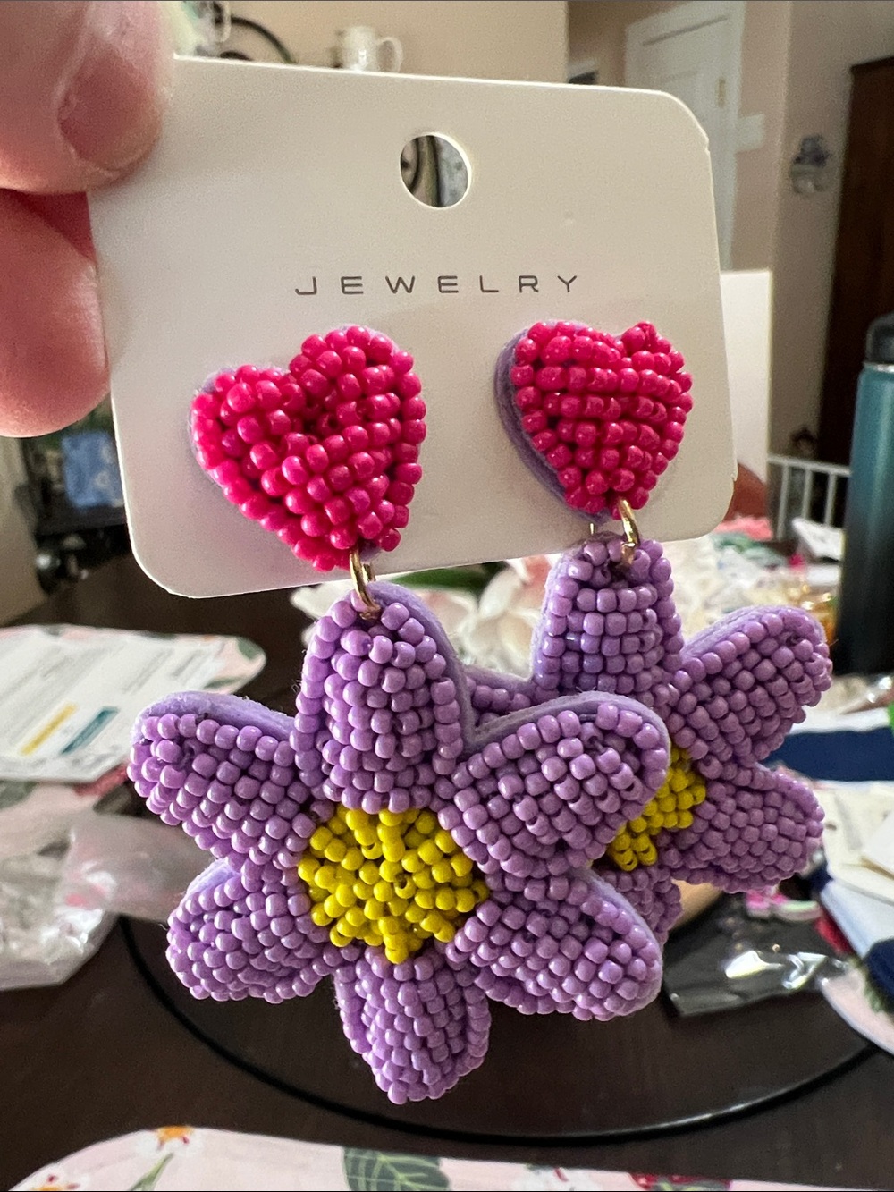 New Fashion Purple Daisy Drop Earrings